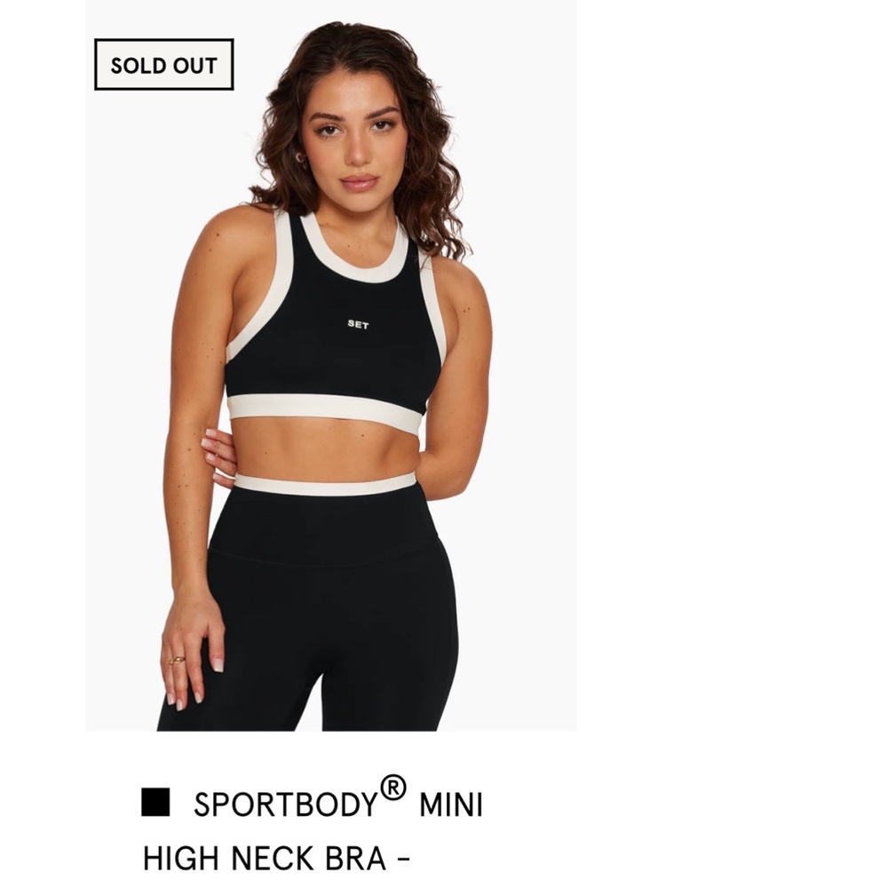 SET Active Black and White Sportbody Mini High Neck Bra